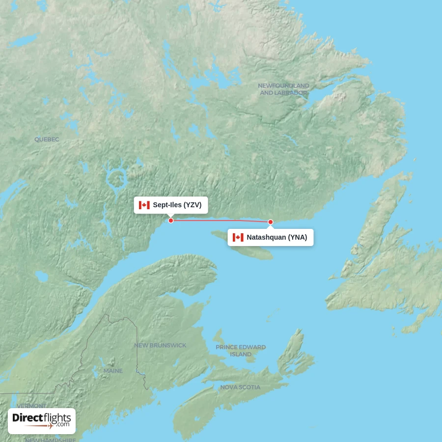 YZV - YNA route map
