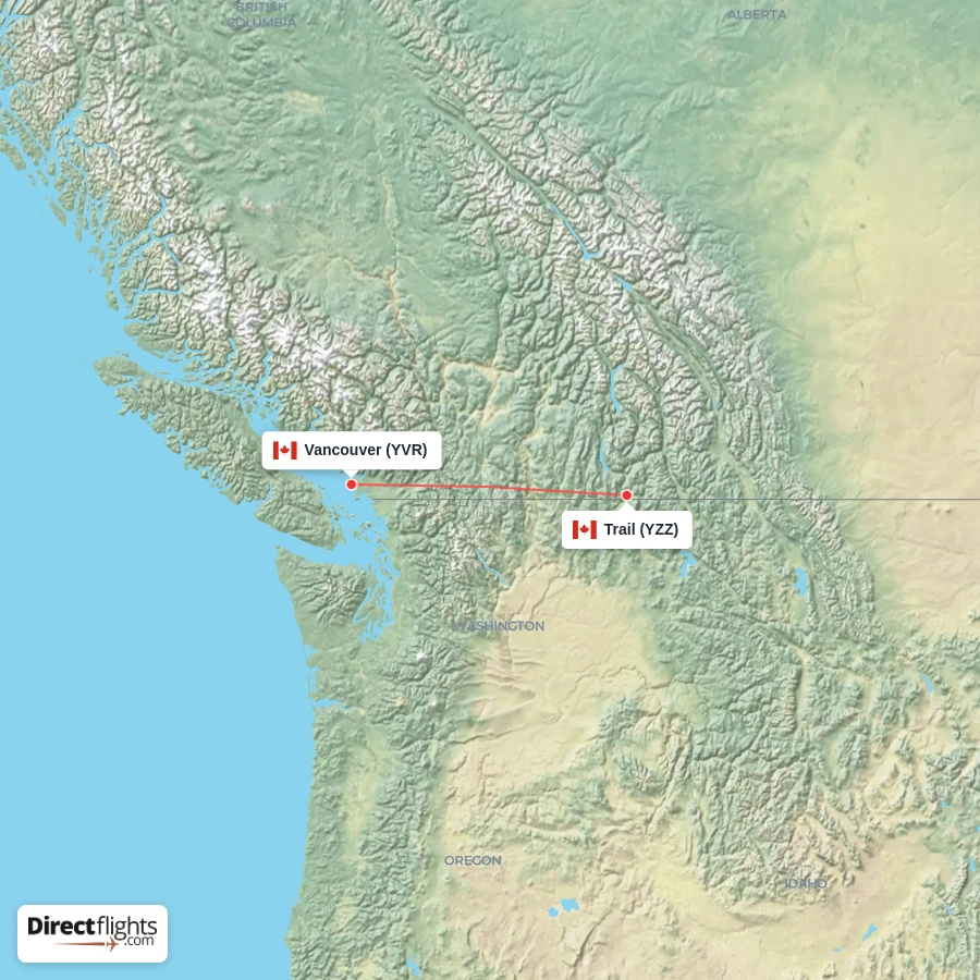 YZZ - YVR route map