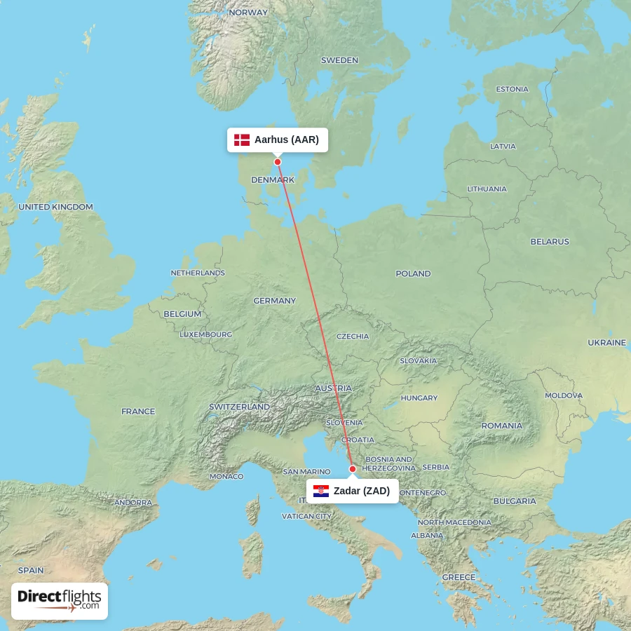 ZAD - AAR route map