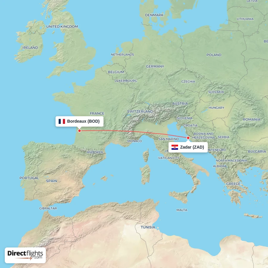 ZAD - BOD route map