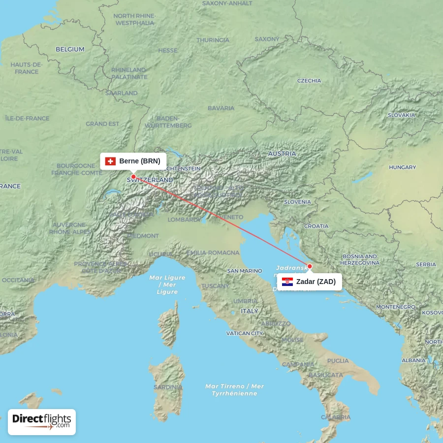 ZAD - BRN route map