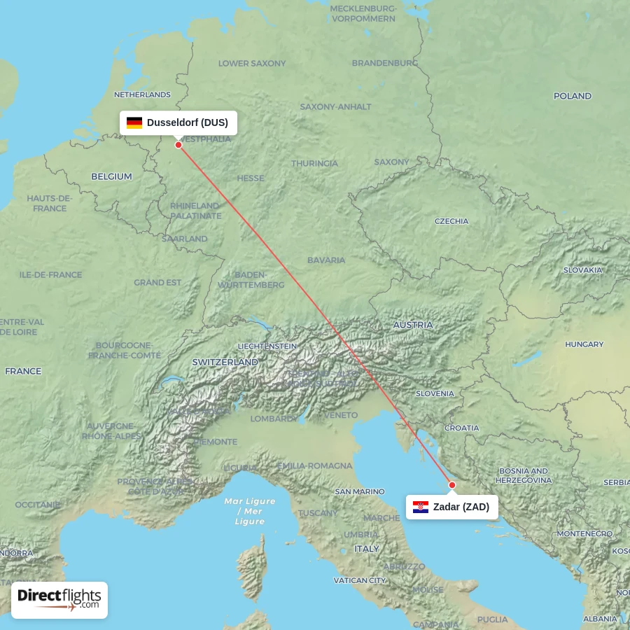ZAD - DUS route map