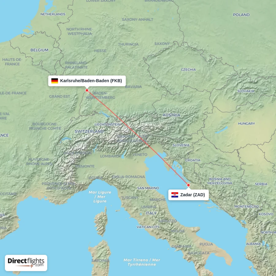 ZAD - FKB route map