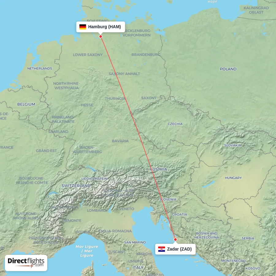 ZAD - HAM route map