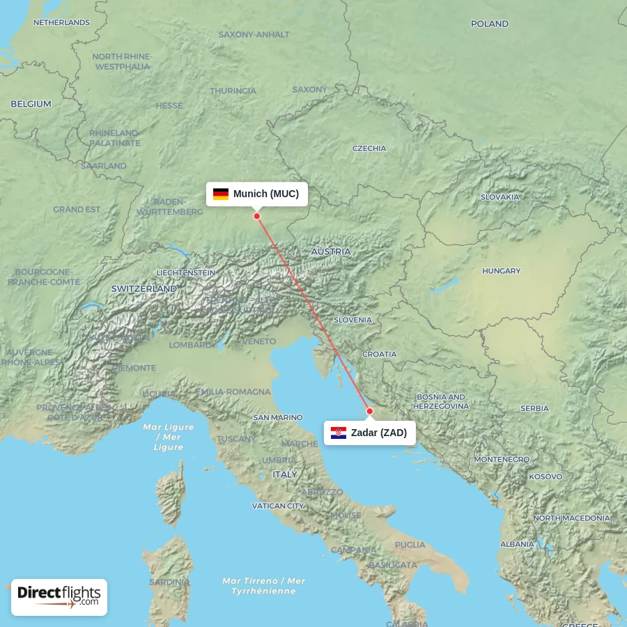 ZAD - MUC route map