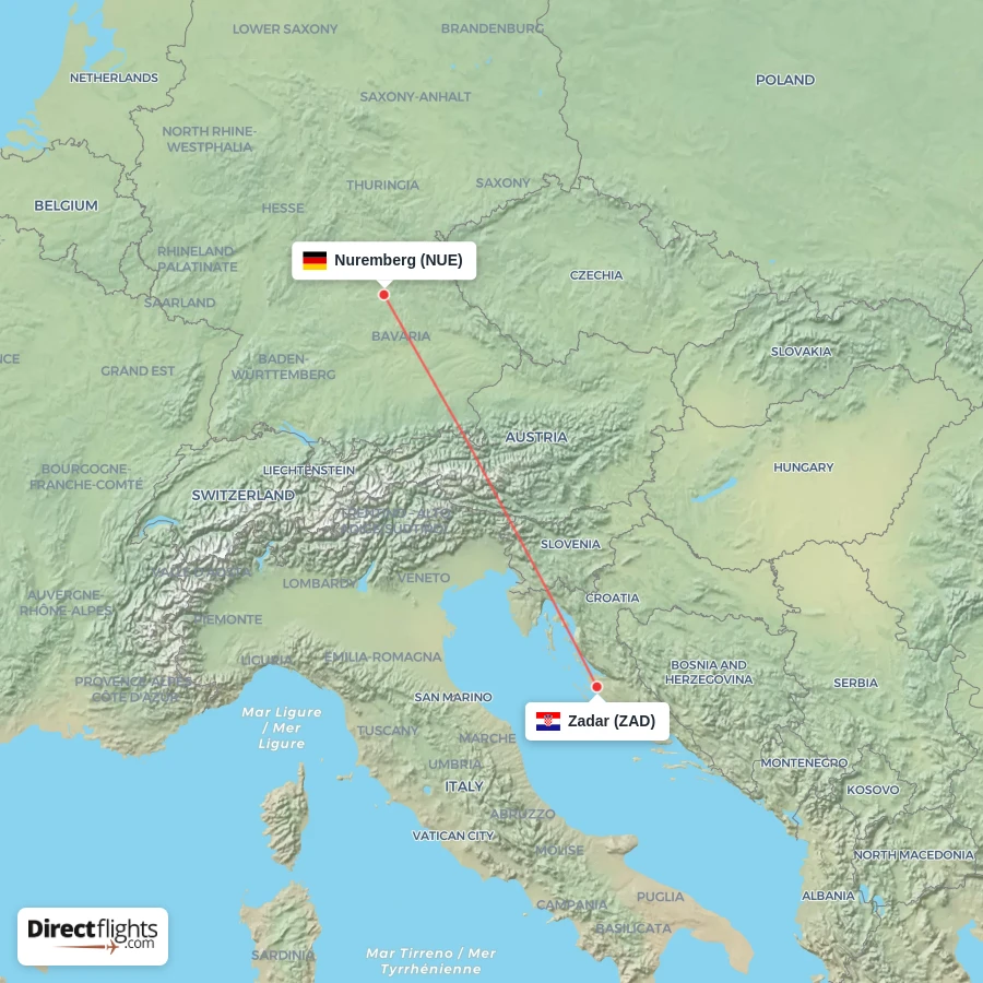 ZAD - NUE route map