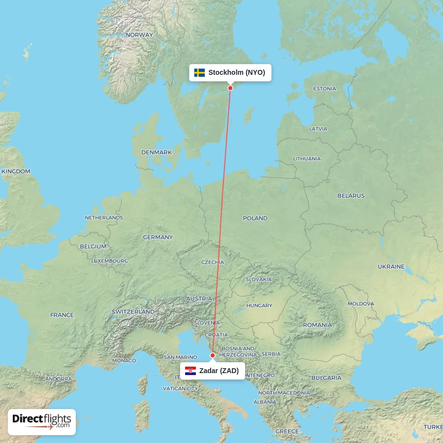 ZAD - NYO route map
