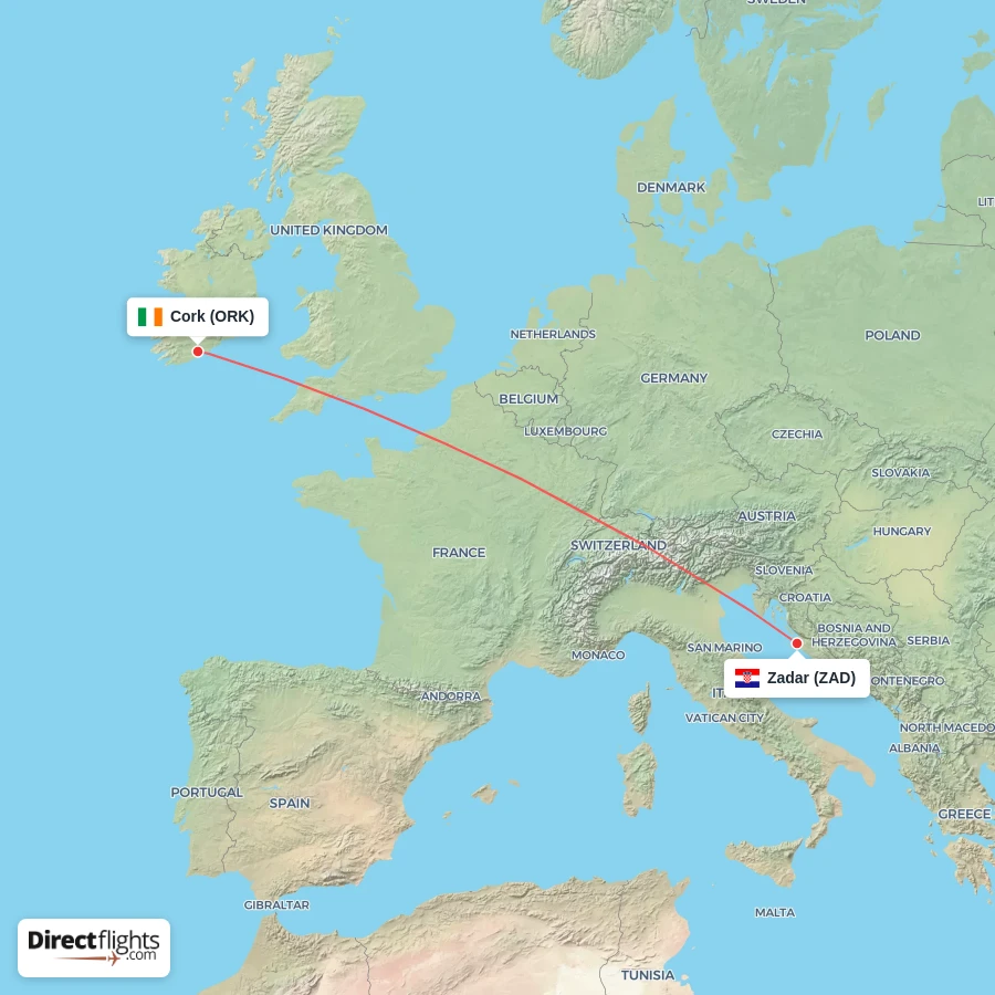 ZAD - ORK route map