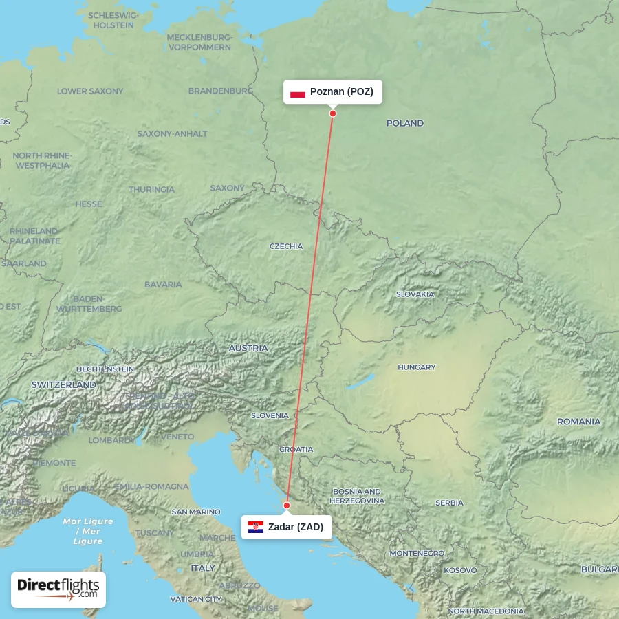 ZAD - POZ route map