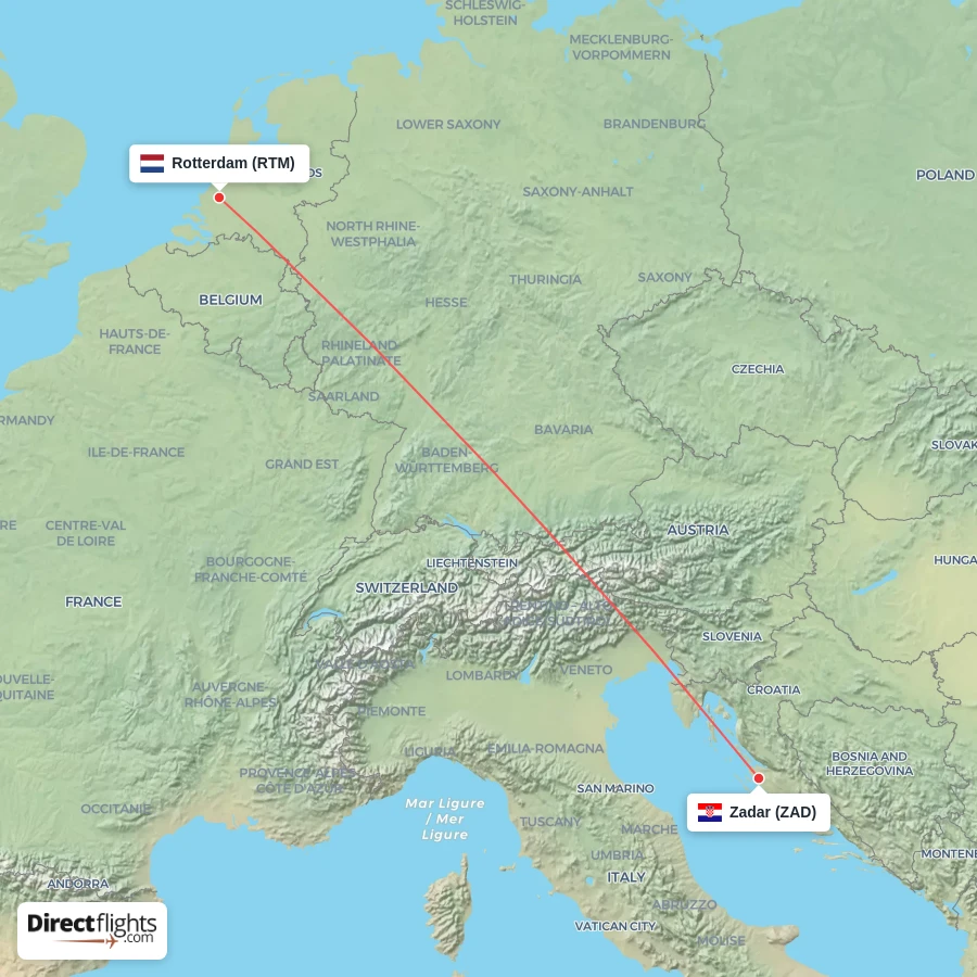 ZAD - RTM route map