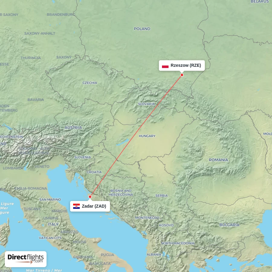 ZAD - RZE route map