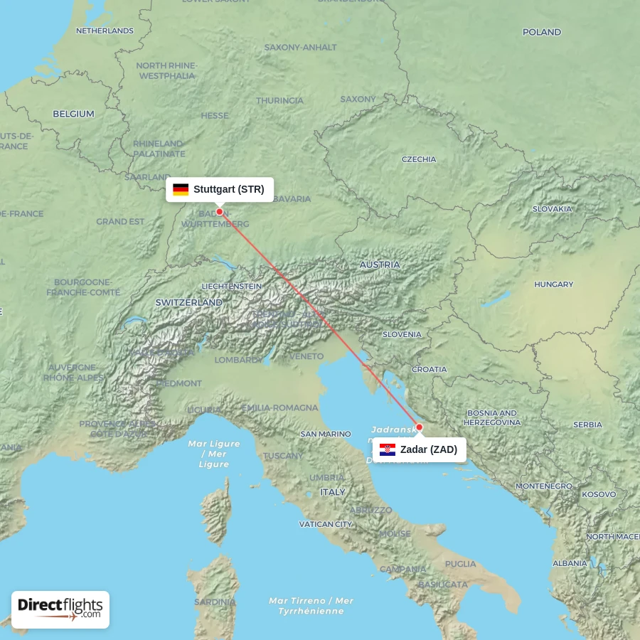 ZAD - STR route map