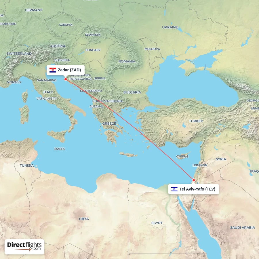 ZAD - TLV route map