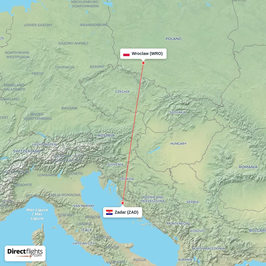 ZAD - WRO route map