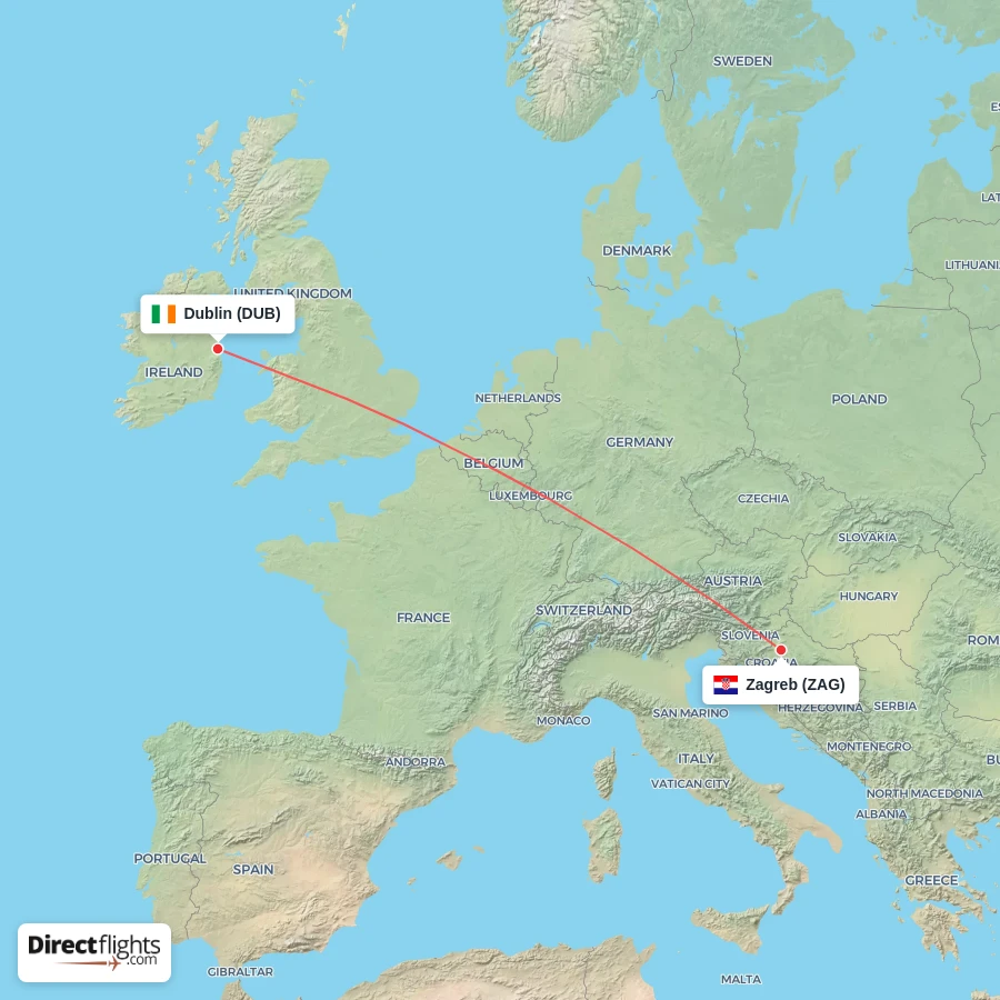ZAG - DUB route map