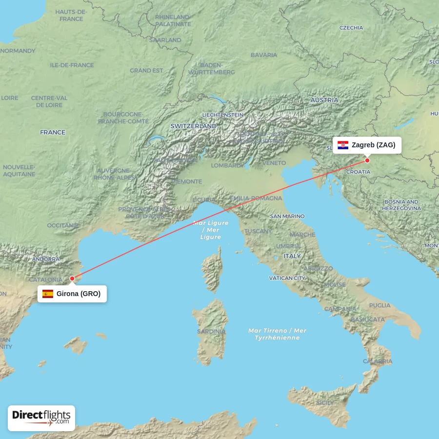 ZAG - GRO route map