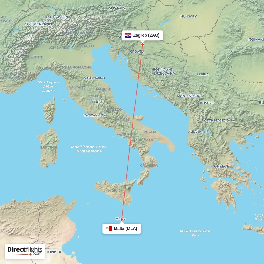 ZAG - MLA route map