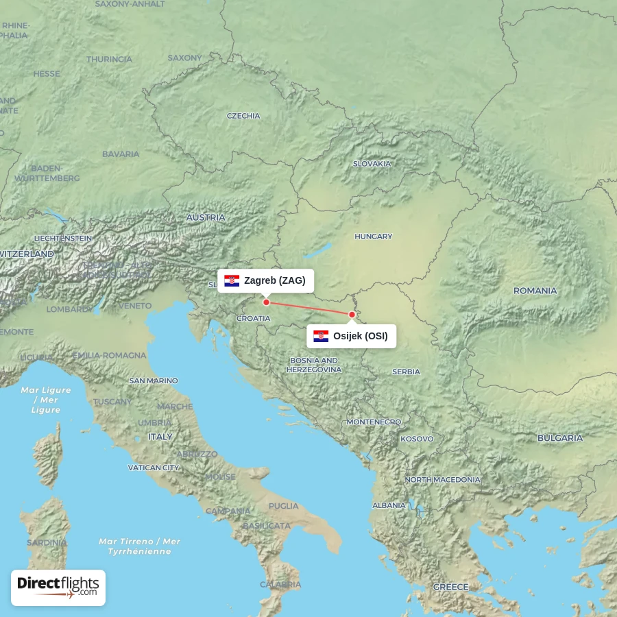 ZAG - OSI route map