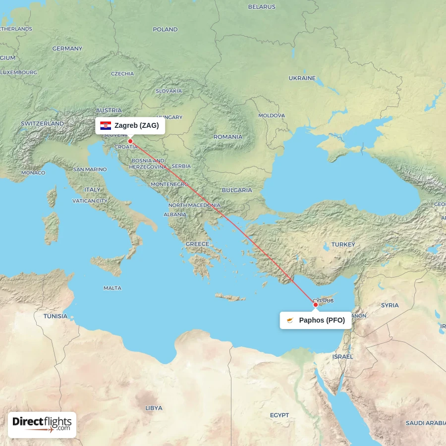 ZAG - PFO route map