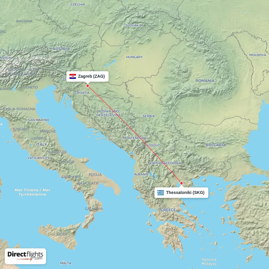 ZAG - SKG route map