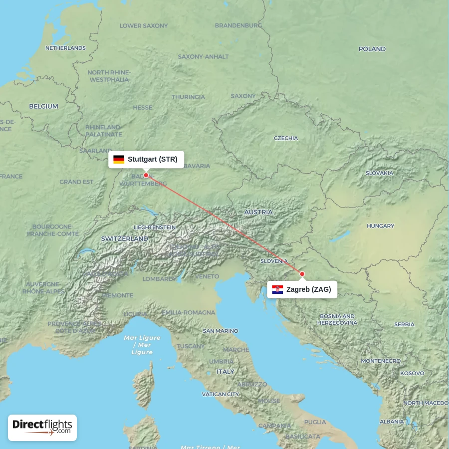 ZAG - STR route map