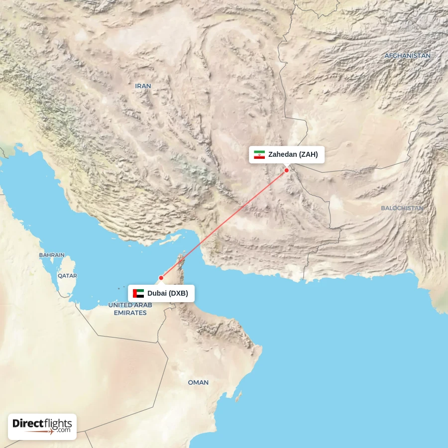 ZAH - DXB route map