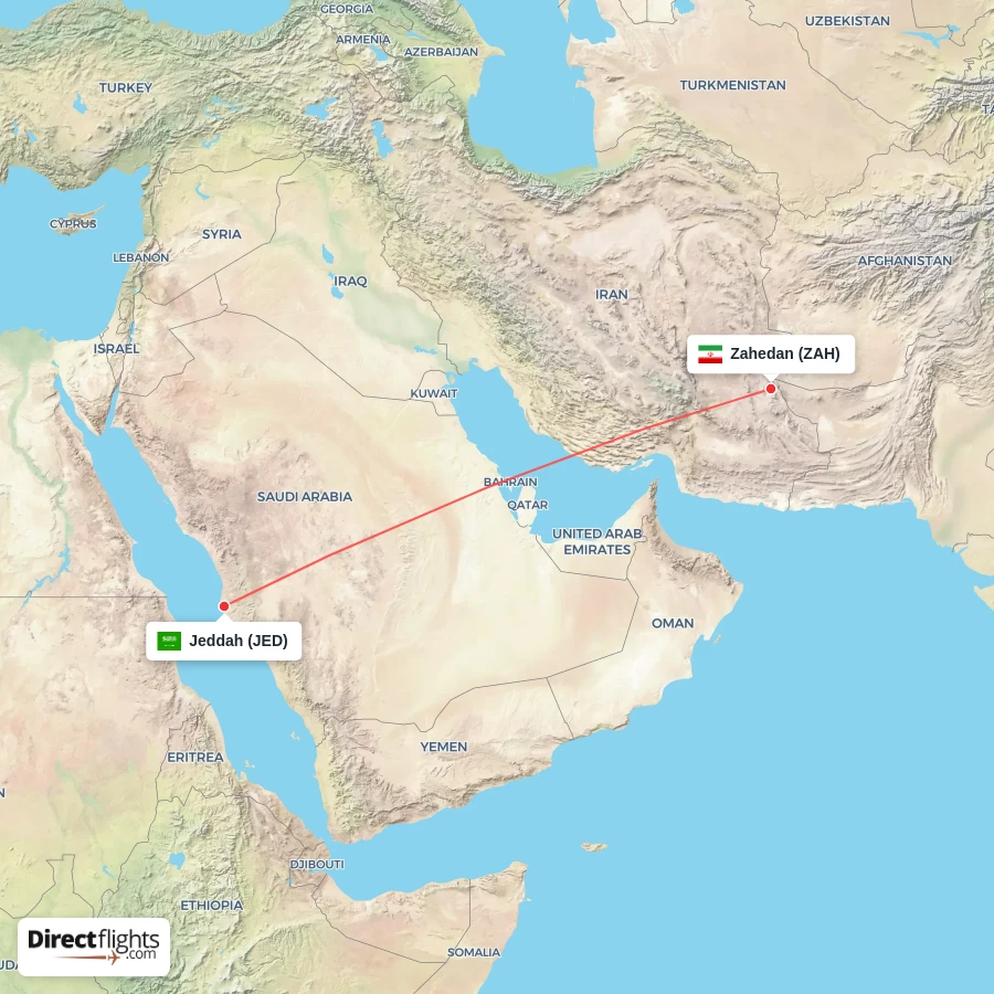 ZAH - JED route map