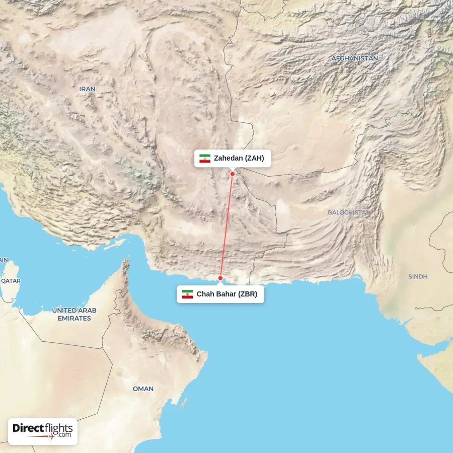 ZAH - ZBR route map