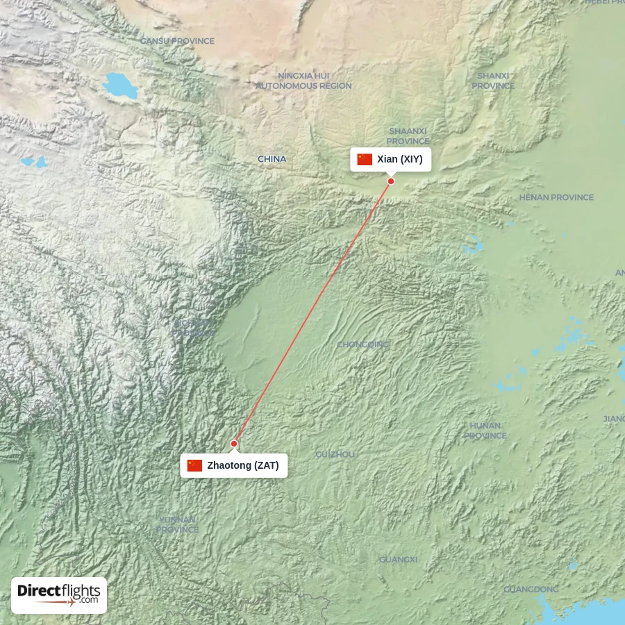 ZAT - XIY route map