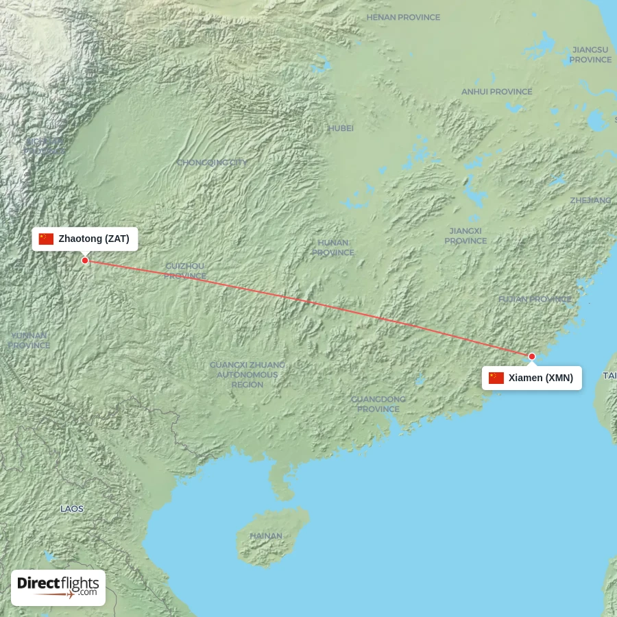 ZAT - XMN route map