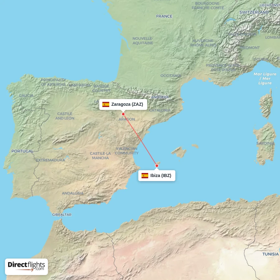 ZAZ - IBZ route map