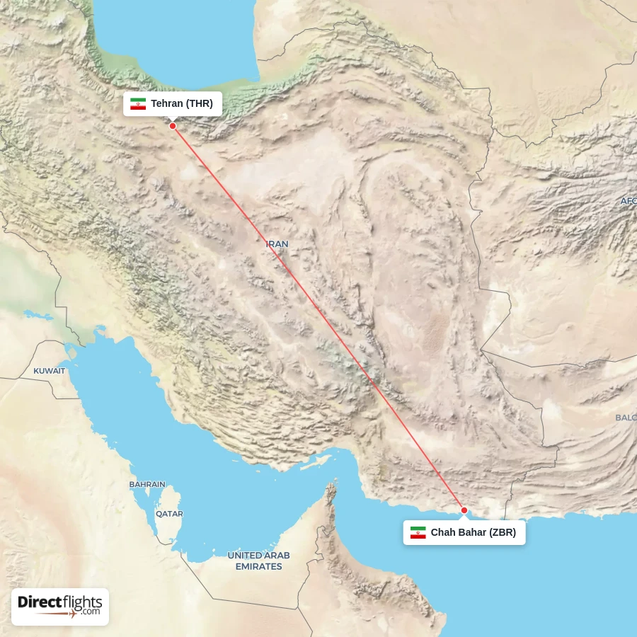 ZBR - THR route map