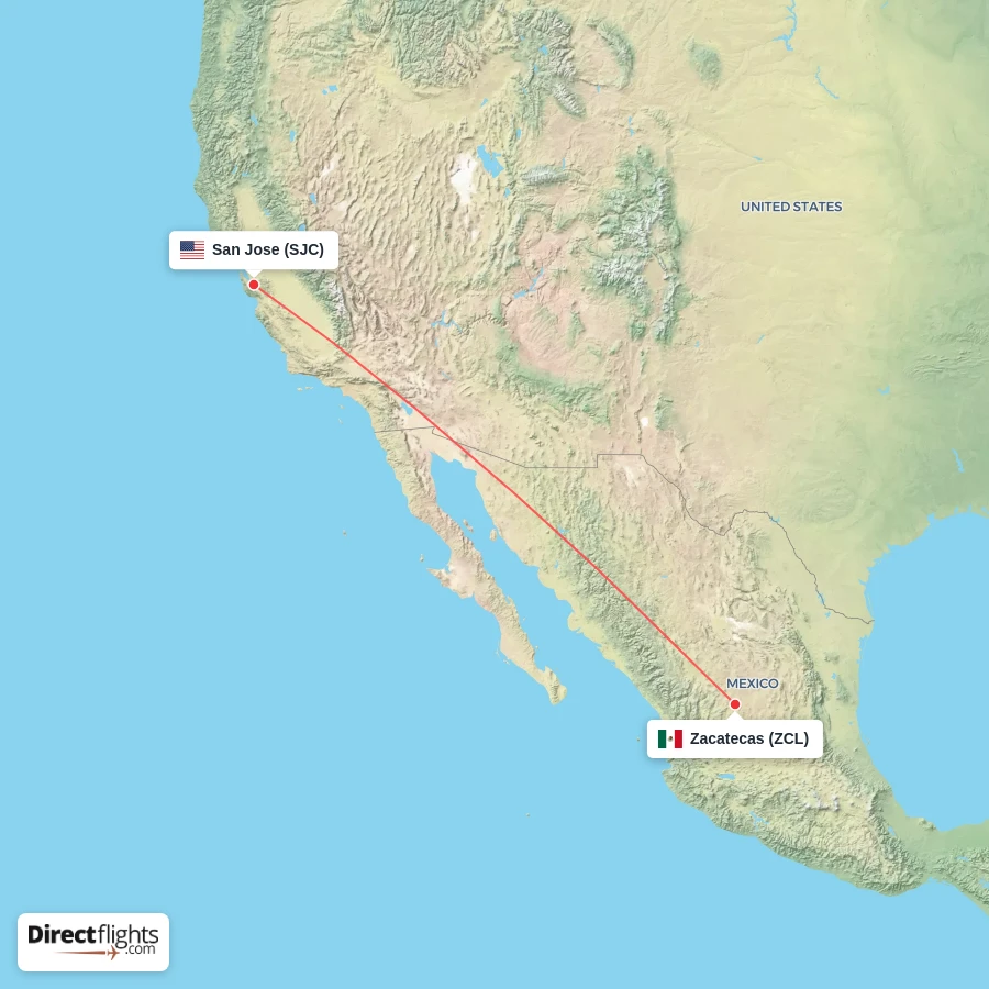 ZCL - SJC route map