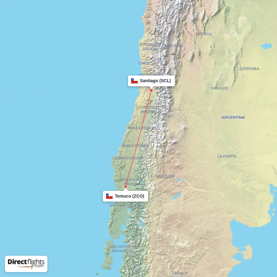 ZCO - SCL route map