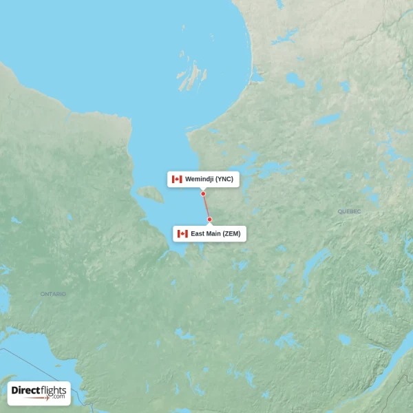 East Main - Wemindji direct flight map