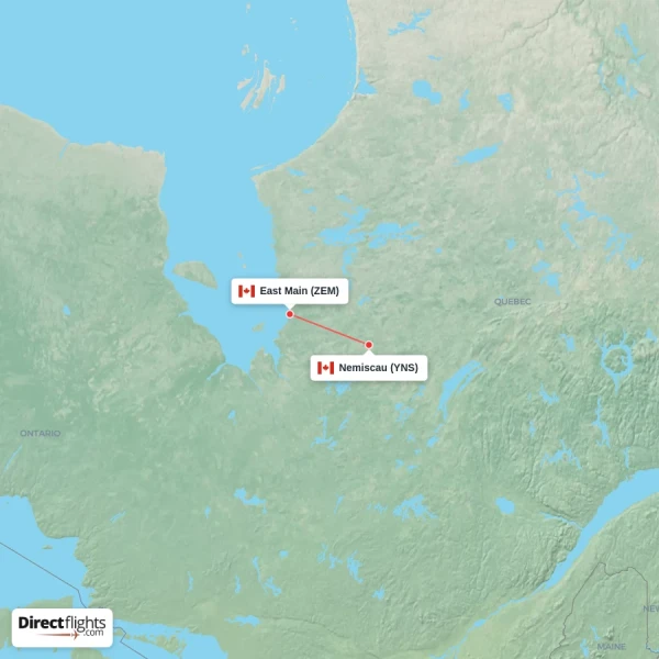 East Main - Nemiscau direct flight map
