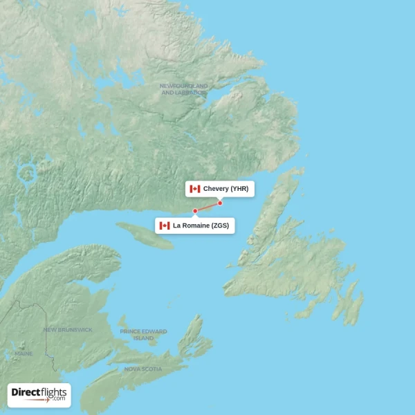 La Romaine - Chevery direct flight map