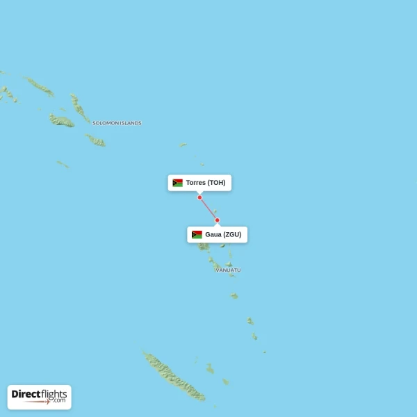 Gaua - Torres direct flight map