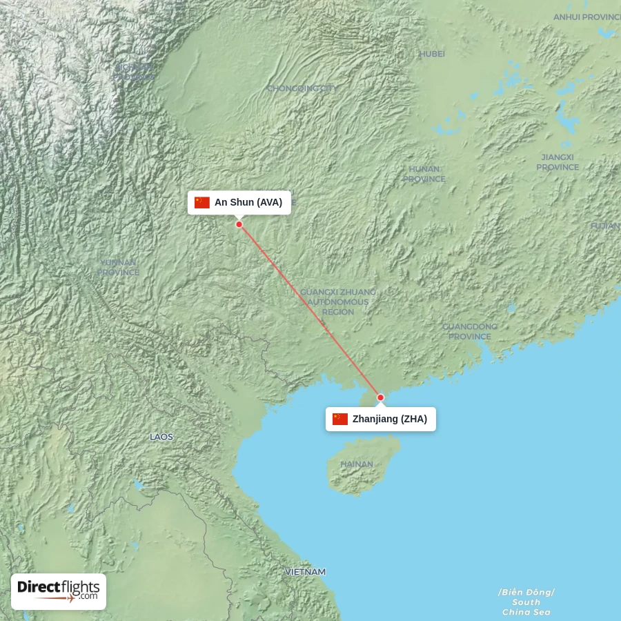 ZHA - AVA route map