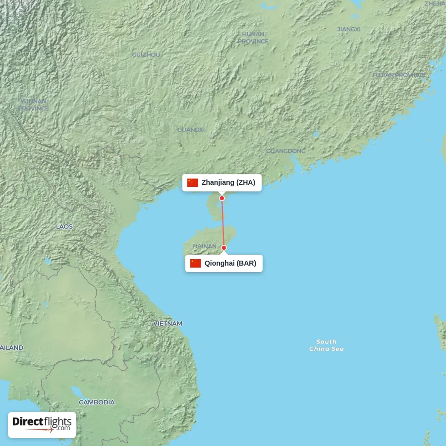 ZHA - BAR route map
