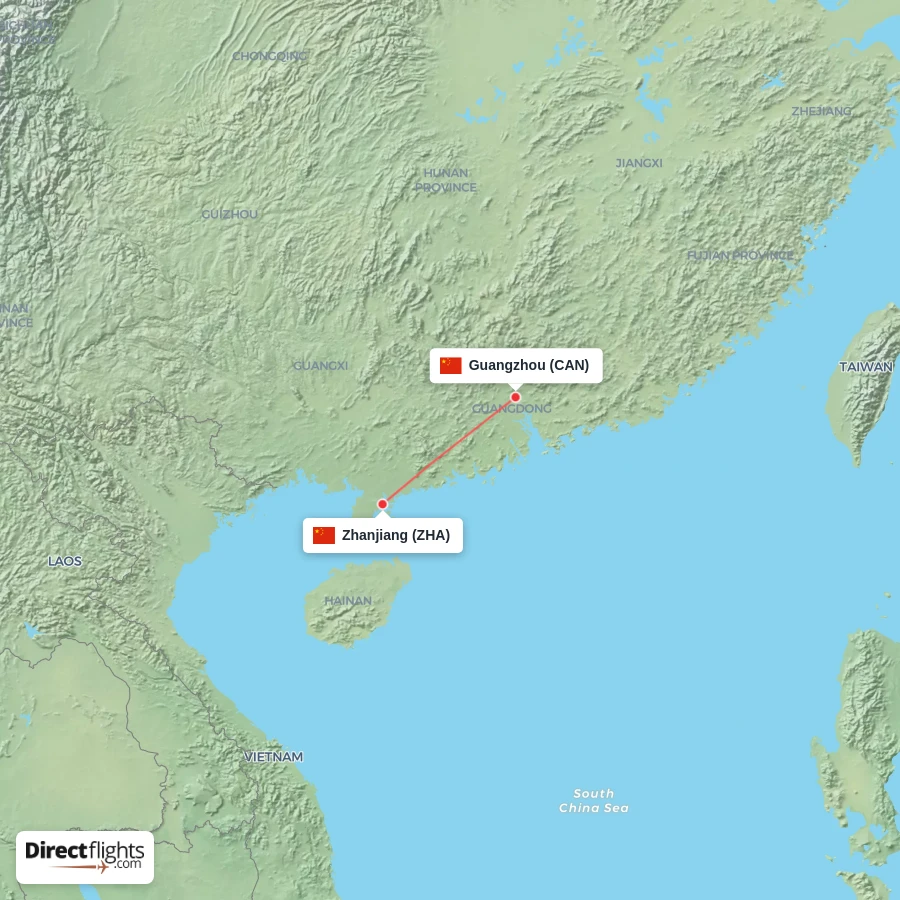 ZHA - CAN route map