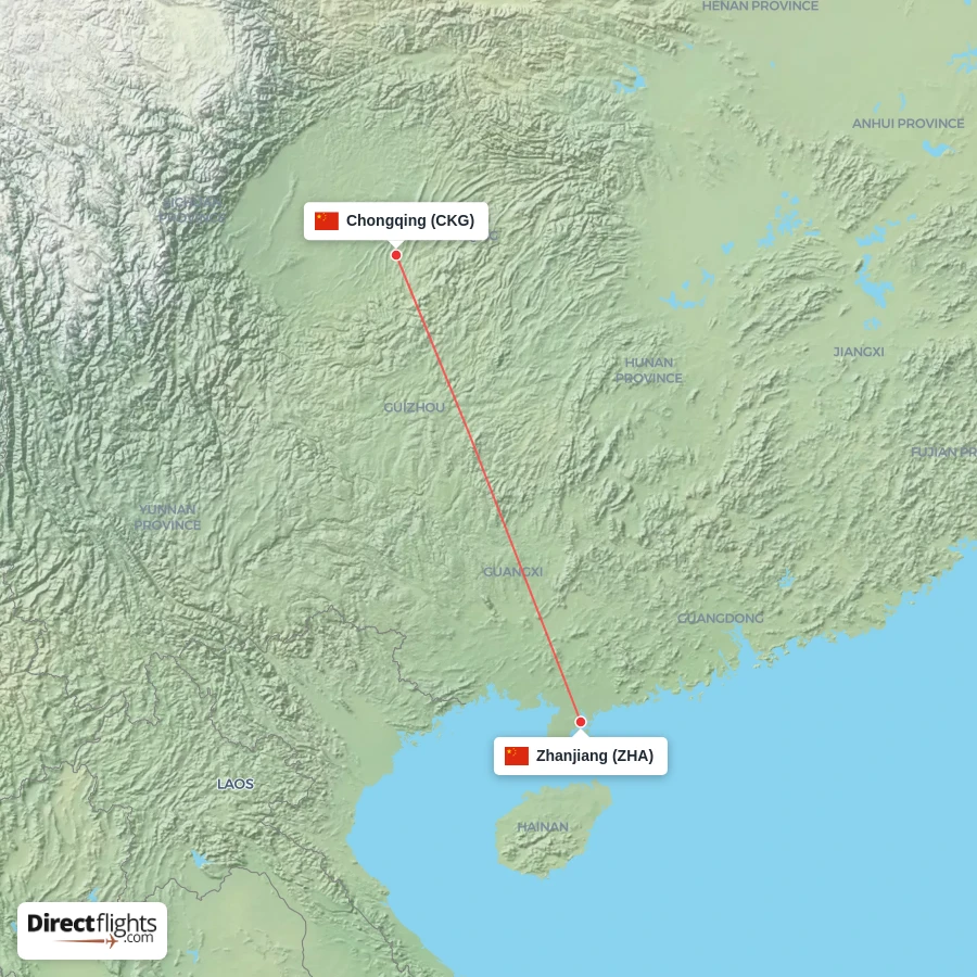 ZHA - CKG route map