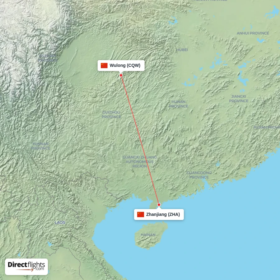 ZHA - CQW route map
