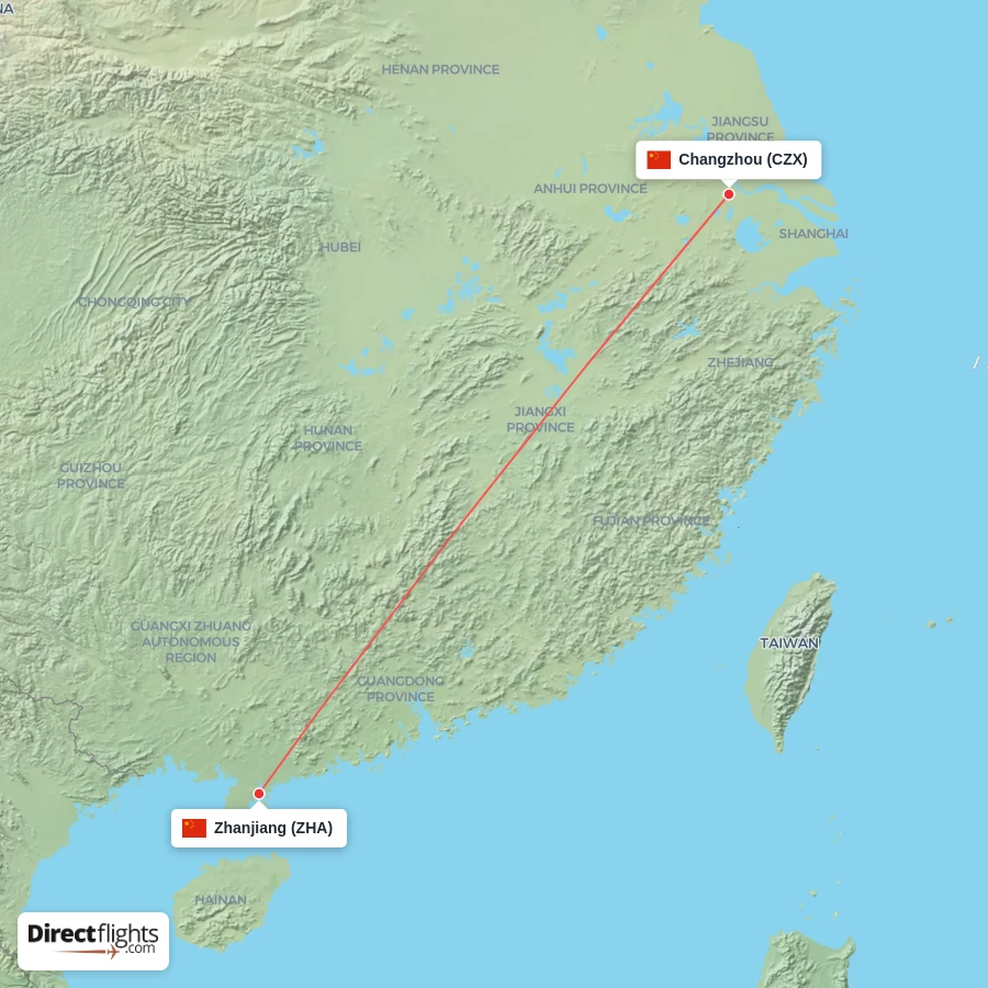 ZHA - CZX route map