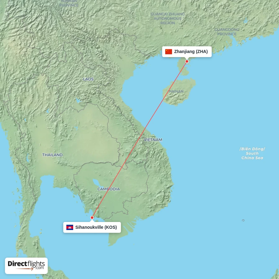 ZHA - KOS route map