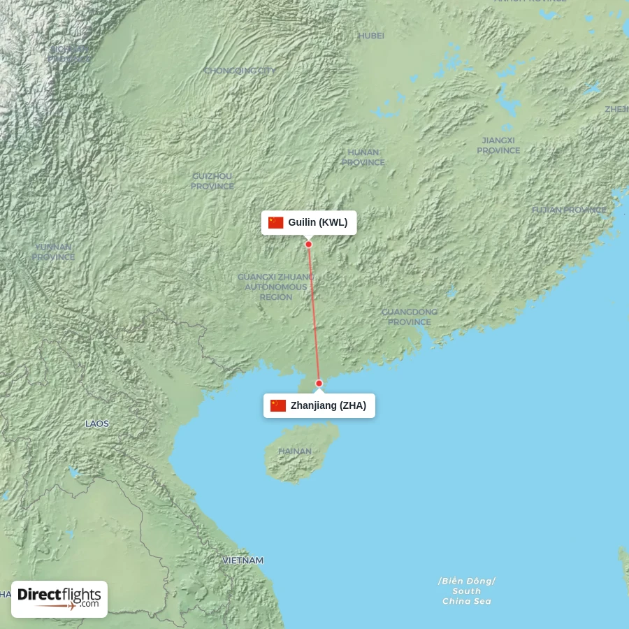 ZHA - KWL route map