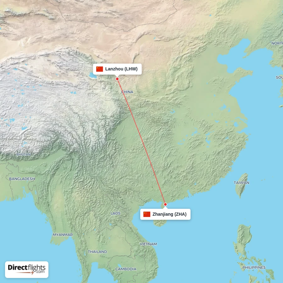 ZHA - LHW route map
