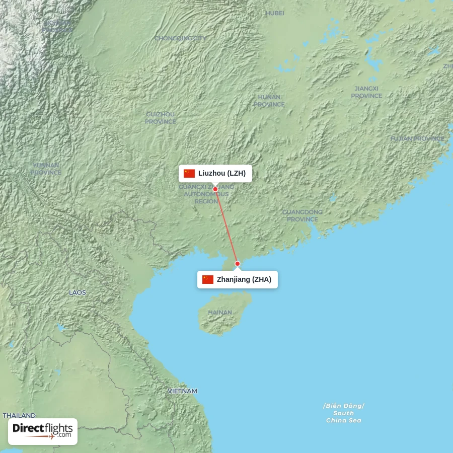 ZHA - LZH route map