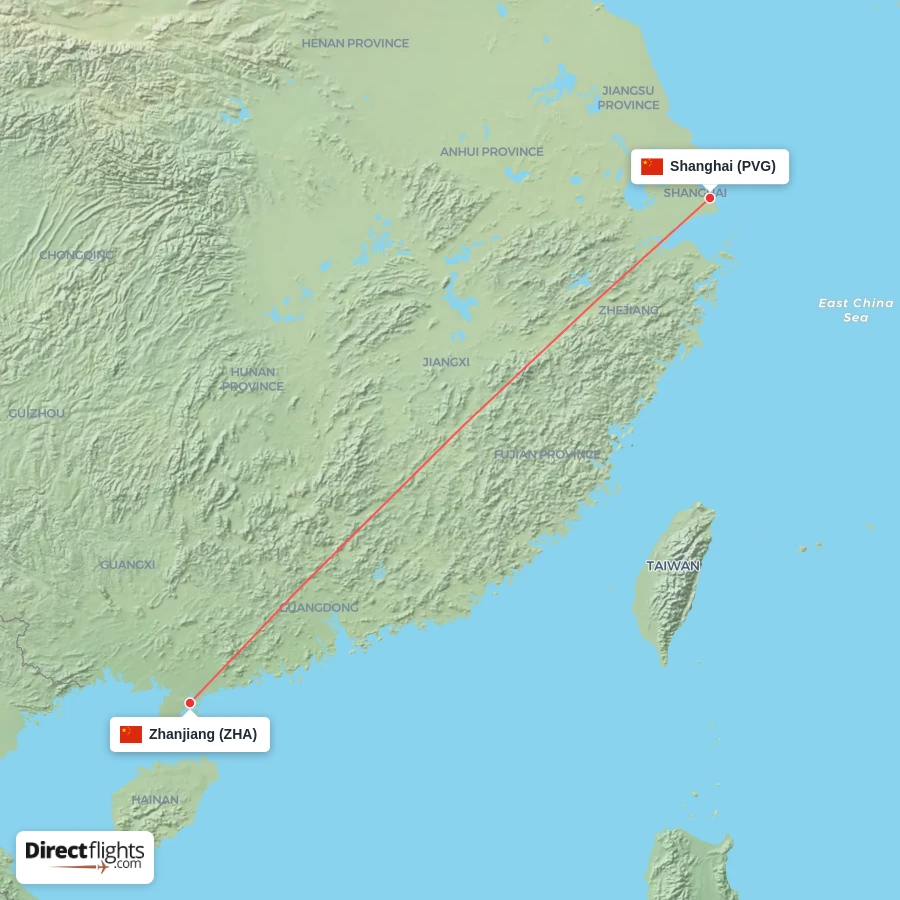 ZHA - PVG route map