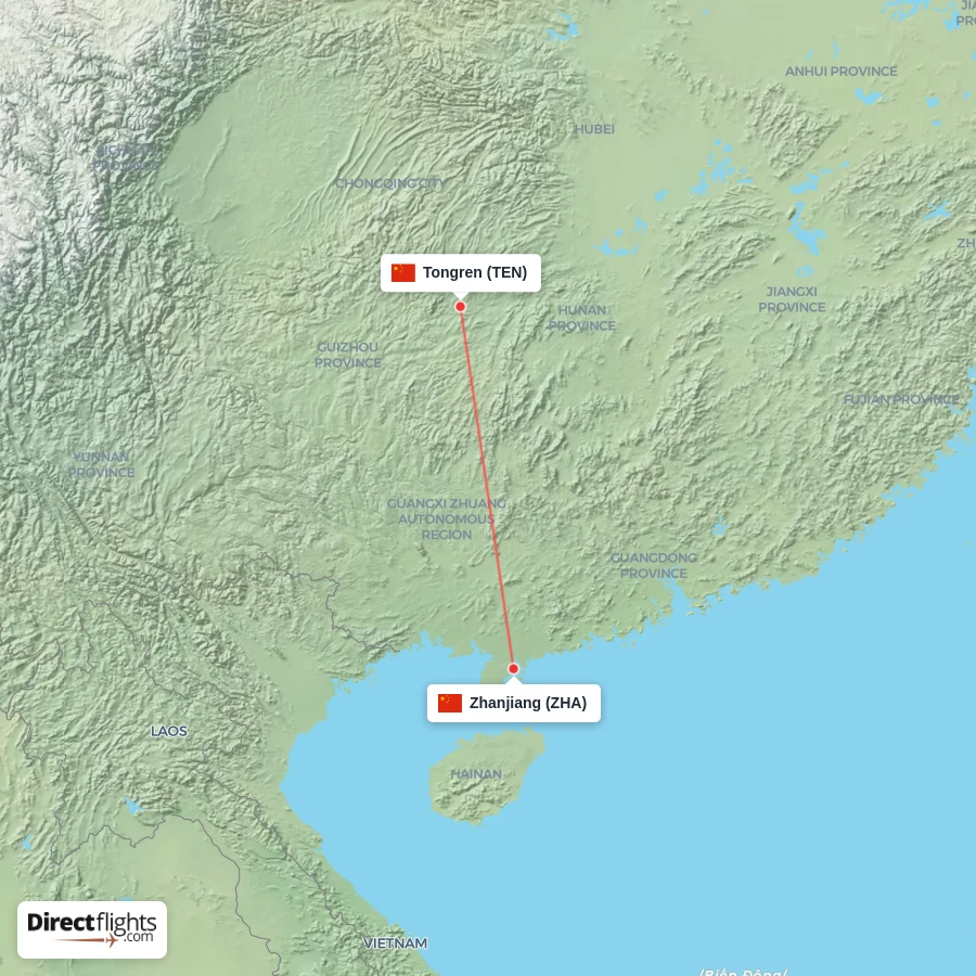 ZHA - TEN route map